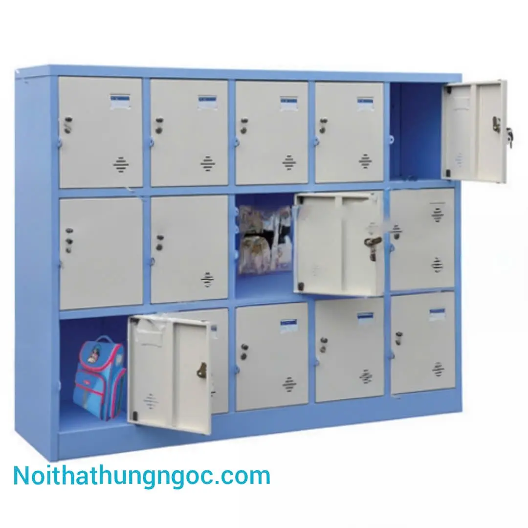 Hình ảnh thực tế Tủ Locker Sắt 15 Ngăn Màu Xanh Cao Cấp - HN213