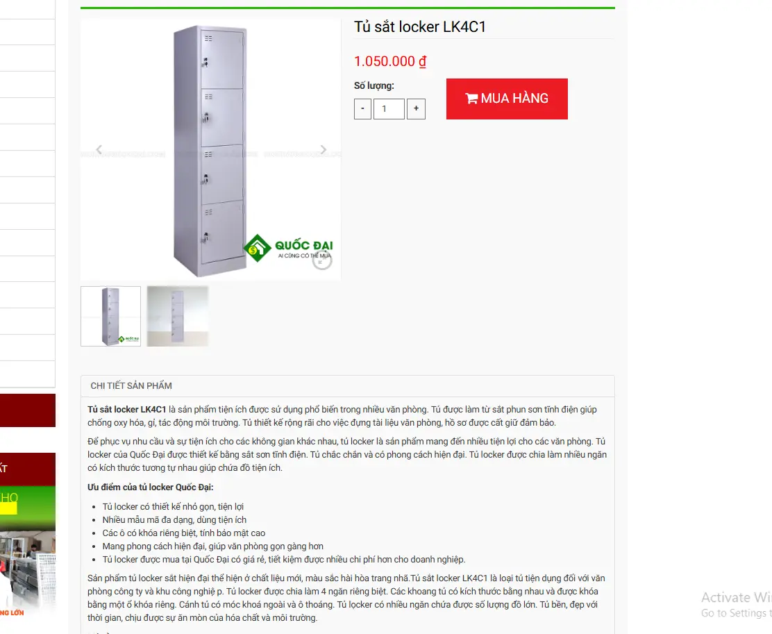 Ảnh thực tế Tủ Locker Sắt 4 Ngăn (1 Cột) - HN211