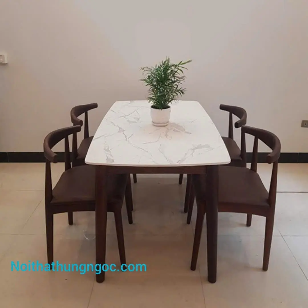 Hình ảnh thực tế Bộ bàn ăn mặt đá-HN712
