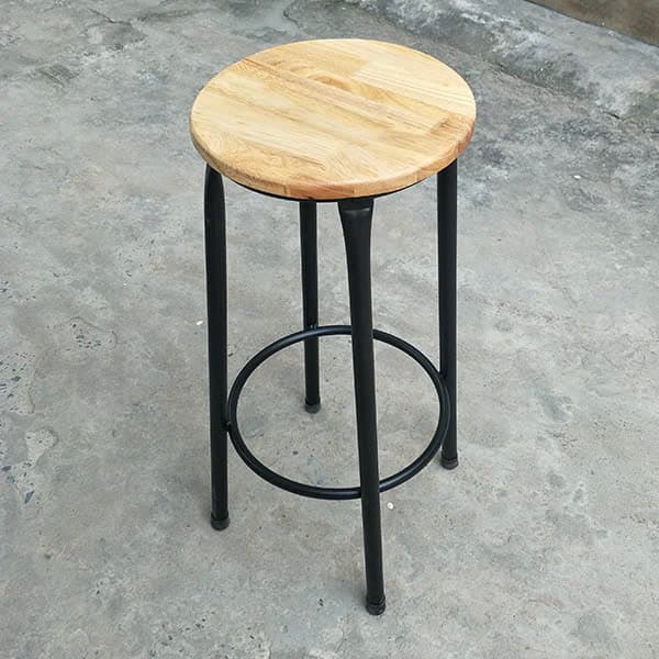 Nội thất Hùng Ngọc - Ghế Bar Chân Sắt Không Tựa Mặt Gỗ-HN804