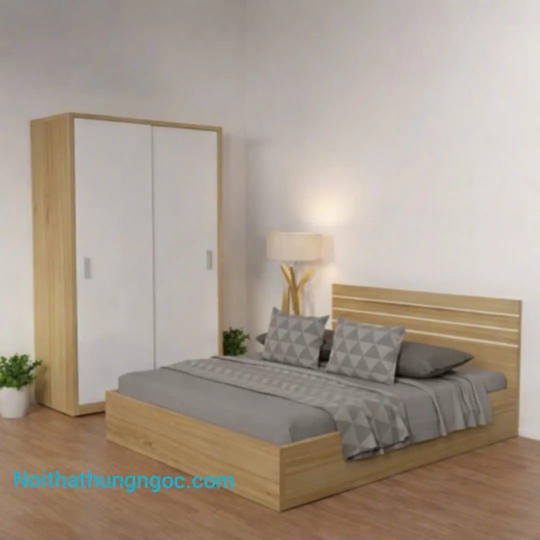 Nội thất Hùng Ngọc - Giường Gỗ Công Nghiệp 9223 Kẻ Chỉ Trắng - HN1503