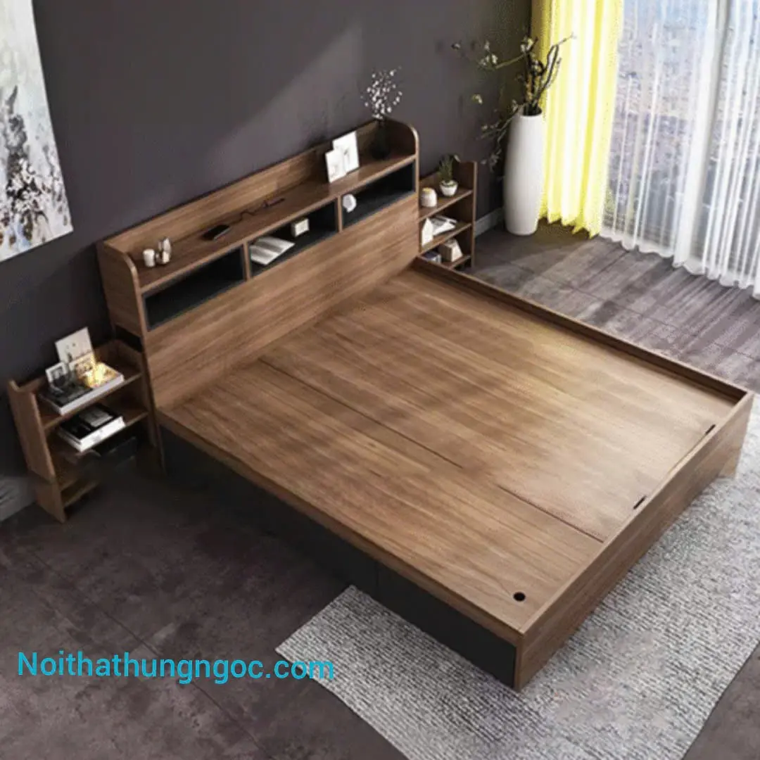 Nội thất Hùng Ngọc - Giường Ngủ Thông Minh Kết Hợp Kệ Trang Trí - HN1502
