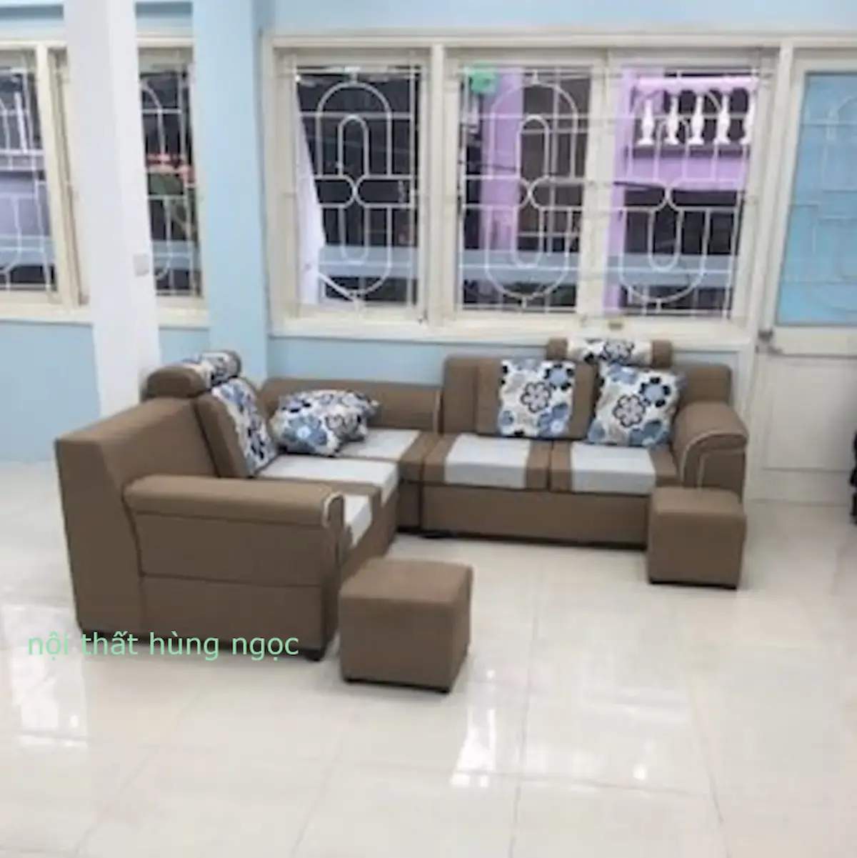 Hình ảnh thực tế Sofa Góc 2 Lớp Đệm Nỉ Cao Cấp HN111
