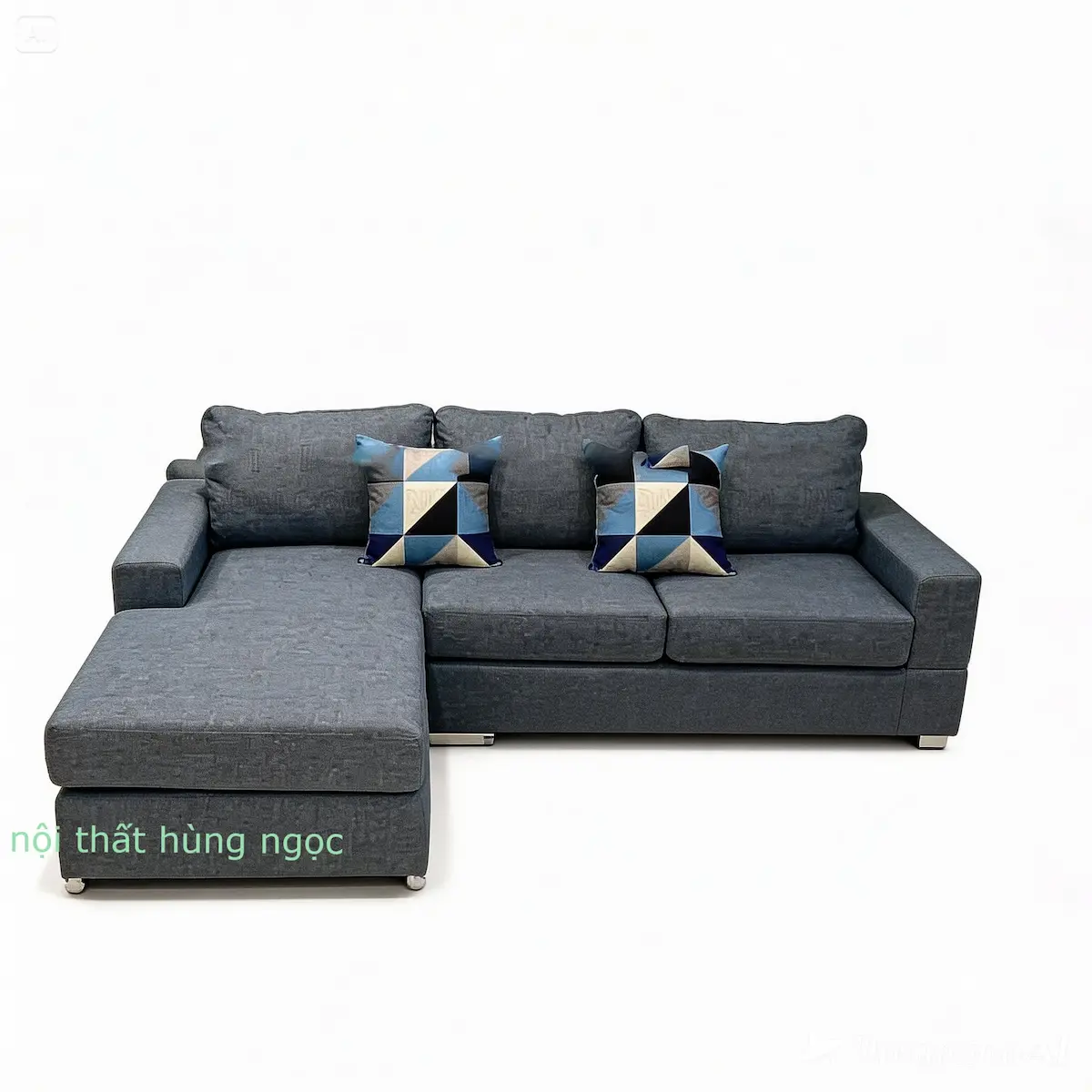 Hình ảnh thực tế Sofa Góc Chữ L Nỉ Màu Ghi Hiện Đại HN108