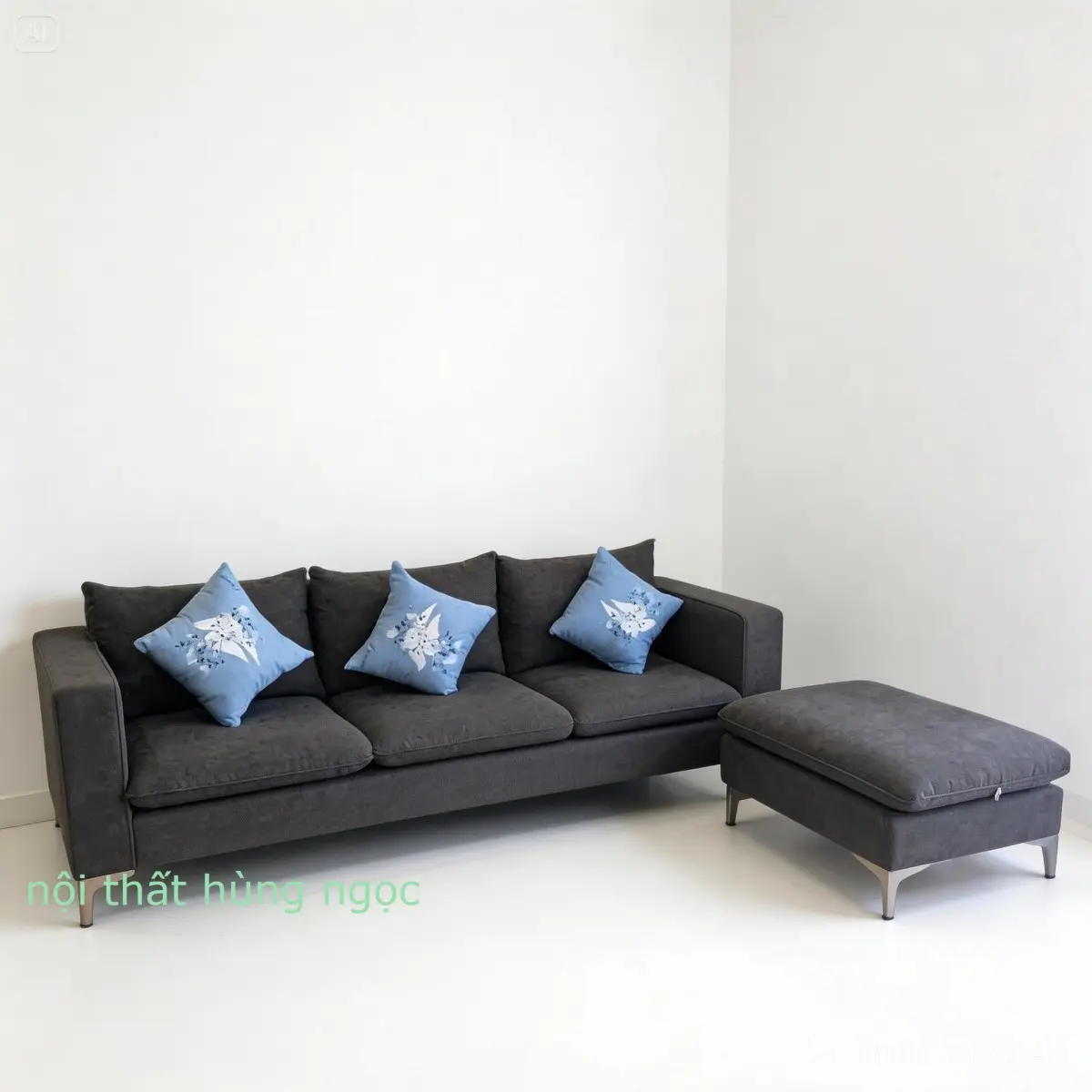 Hình ảnh thực tế Sofa Văng Nỉ Chân Inox 1m8 HN110