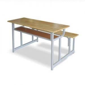 Nội thất Hùng Ngọc - Bộ Bàn Ghế Học Sinh Liền Ghế Gỗ Cao Su Ghép Thanh HN605