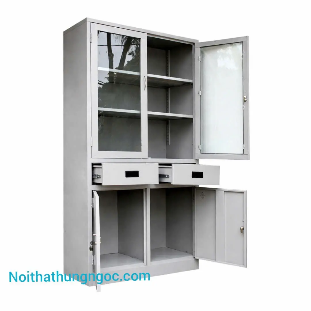 Ảnh thực tế Tủ Sắt Văn Phòng Cánh Kính Ngăn Kéo - HN1407