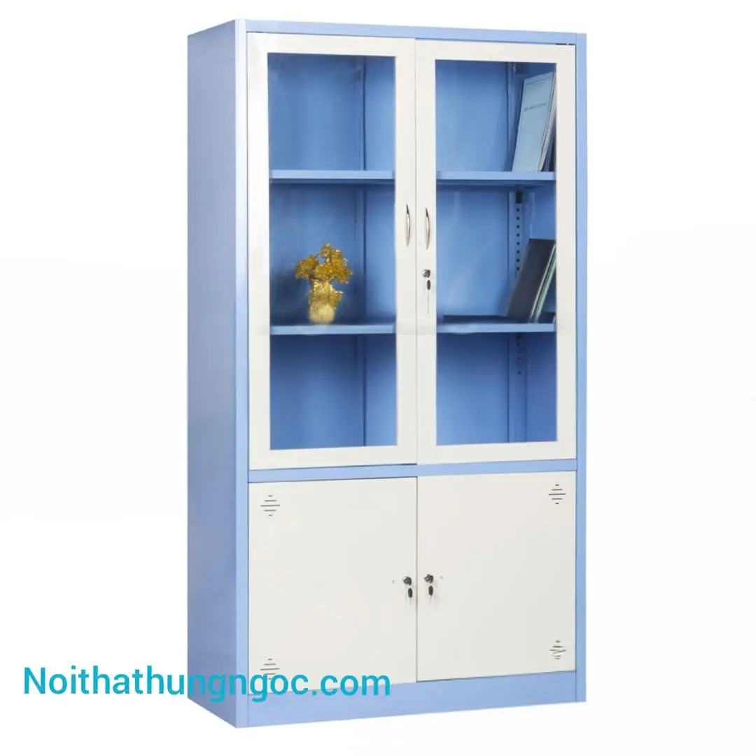 Ảnh thực tế Tủ Tài Liệu Sắt K3 Trắng Xanh - HN1409